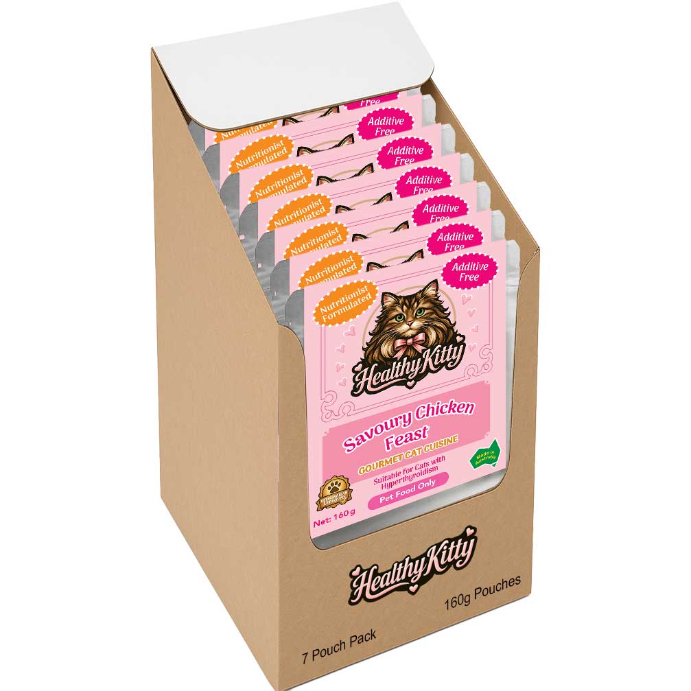 HealthyKitty Savoury Chicken Feast 7x160g Pack Size — grain‑free wet cat food, Australian‑made