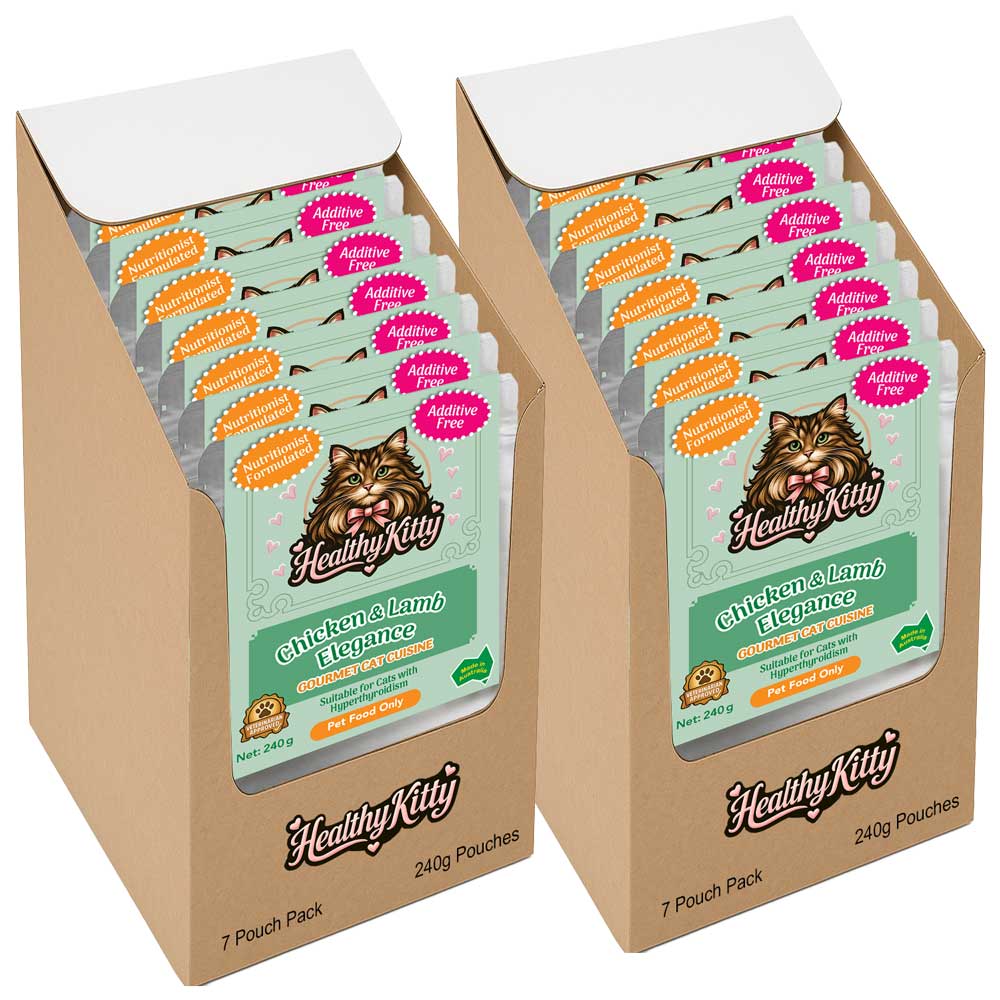 HealthyKitty Chicken & Lamb Elegance 14x240g Pack Size — grain‑free wet cat food, Australian‑made