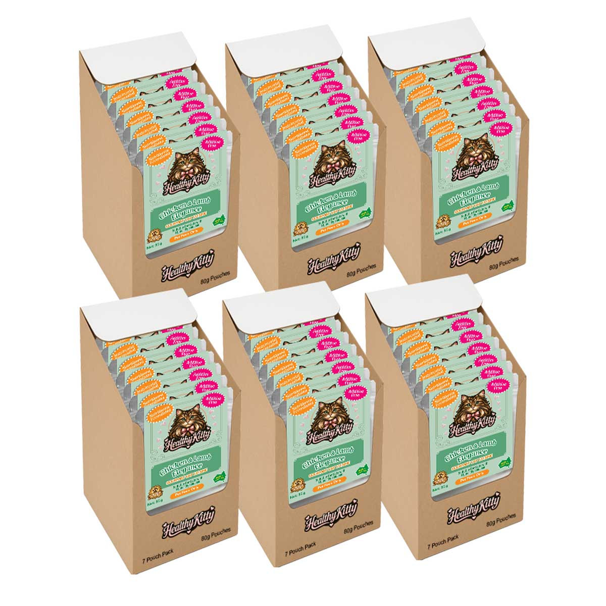 HealthyKitty Chicken & Lamb Elegance 42x80g Pack Size — grain‑free wet cat food, Australian‑made