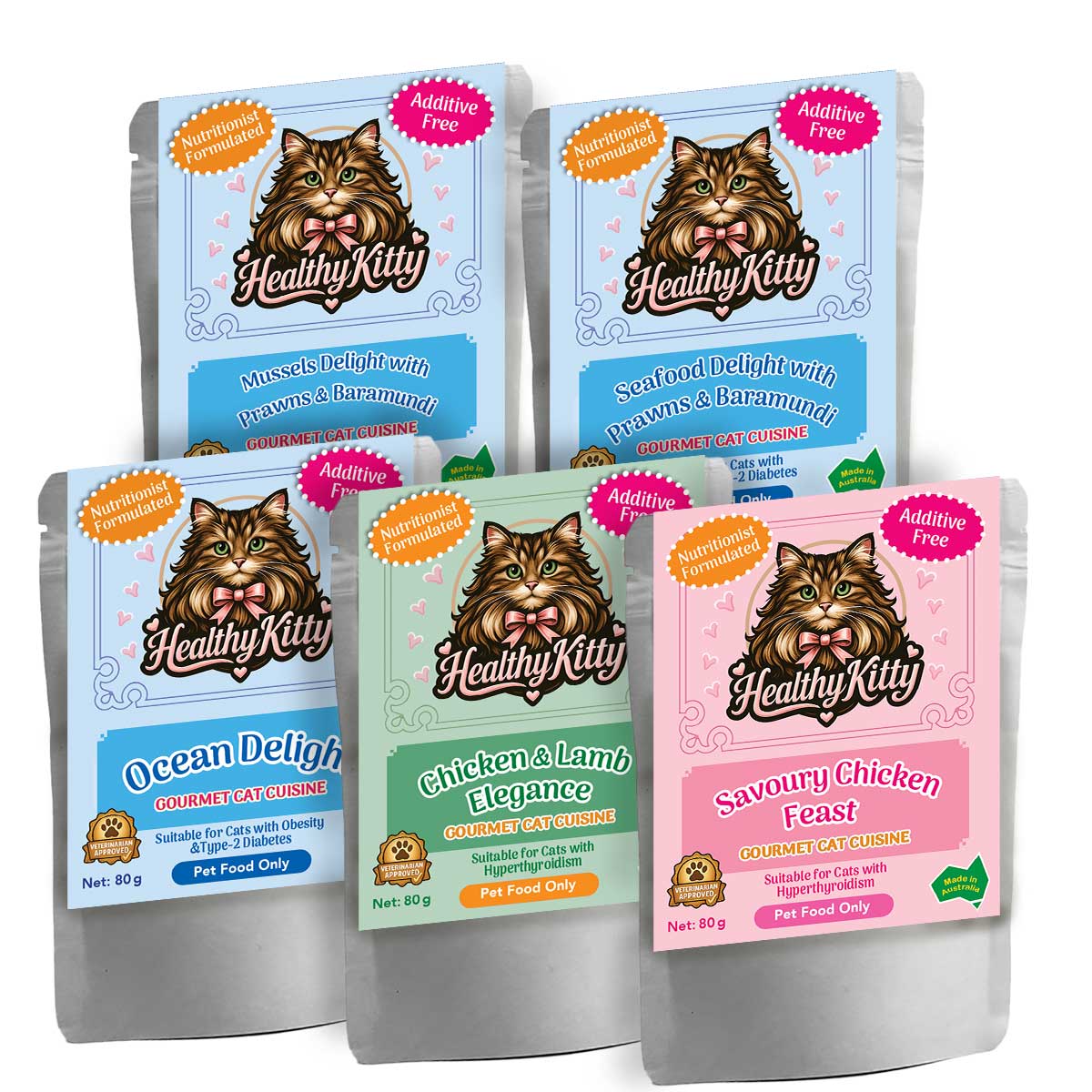 Trial Pack – 5×80g Wet Cat Food