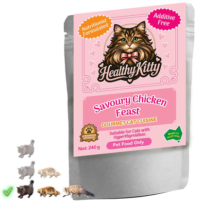HealthyKitty Savoury Chicken Feast 240g pouch — grain‑free wet cat food, Australian‑made