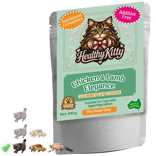 HealthyKitty Chicken & Lamb Elegance 240g pouch — grain‑free wet cat food, Australian‑made