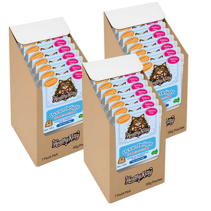 HealthyKitty Ocean Delight 21x160g Pack Size — grain‑free wet cat food, Australian‑made