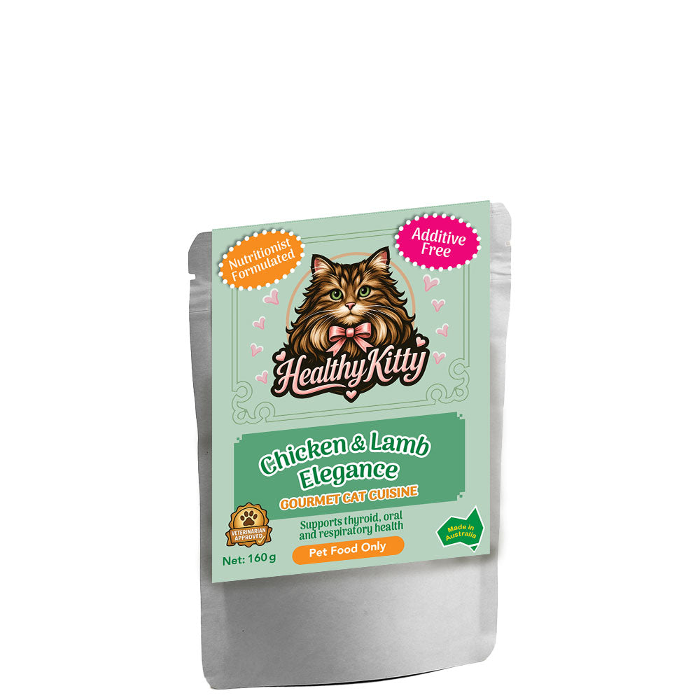 HealthyKitty Chicken & Lamb Elegance 160g pouch — grain‑free wet cat food, Australian‑made
