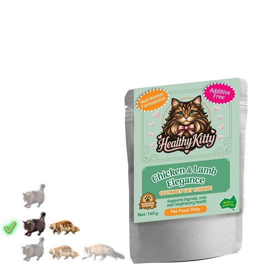 HealthyKitty Chicken & Lamb Elegance 160g pouch — grain‑free wet cat food, Australian‑made