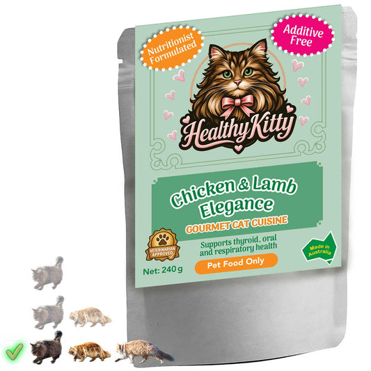HealthyKitty Chicken & Lamb Elegance 240g pouch — grain‑free wet cat food, Australian‑made