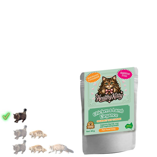 HealthyKitty Chicken & Lamb Elegance 80g pouch — grain‑free wet cat food, Australian‑made
