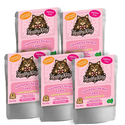 HealthyKitty Chicken-Only-trial-pack_5x80g — grain‑free wet cat food, Australian‑made
