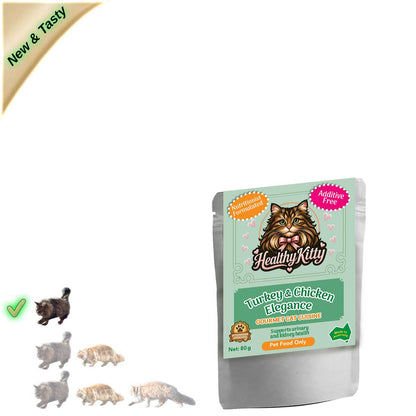 HealthyKitty Turkey & Chicken Elegance 80g pouch — grain‑free wet cat food, Australian‑made
